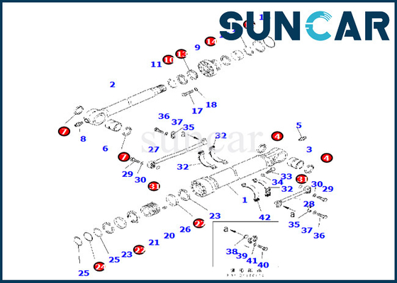 721-98-00150 7219800150 Eimer-Zylinder-Dichtungs-Ausrüstung Eimer-Rollsiegel-Kit Fitss PC490LC-11 KOMATSU