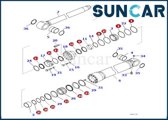 Boom-Zylinder-Reparatur Kit Komatsu der Boom-Rollsiegel-Ausrüstungs-7219801720 721-98-01720 der Sitz-PC490LCI-11
