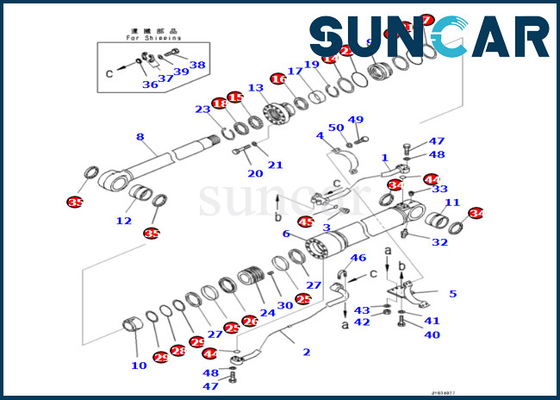 KOMATSU-Boom-Zylinder-Dichtungs-Ausrüstung 707-99-72131 7079972131 Boom-Rollsiegel Kit For PC500LC-8R PC500LC-8