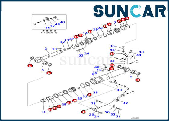 Arm-Zylinder-Reparatur-Set der KOMATSU-Arm-Rollsiegel-Ausrüstungs-707-99-76180 707-99-76180 der Sitz-PC500LC-8R PC500LC-8