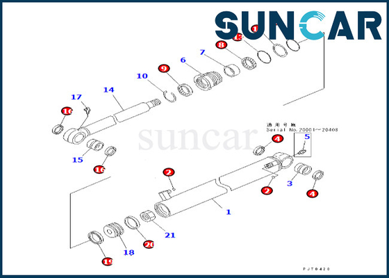 707-98-25310 7079825310 Eimer-Zylinder-Service-Ausrüstung Eimer-Rollsiegel-Kit Fitss PC58UU-3 KOMATSU