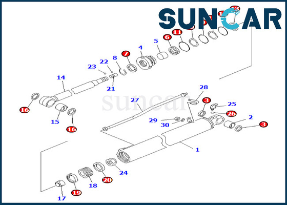 707-98-35181 7079835181 Arm-Zylinder-Dichtungs-Ausrüstung Arm-Rollsiegel-Kit Komatsu Fors BR200T-1 BR200T-1A