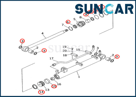 Rollsiegel-Ausrüstung 707-98-15680 7079815680 KOMATSU Terescopic für PC60-7 PC60-7E Terescopic Rollsiegel-Reparatur-Set