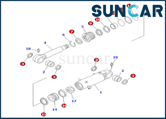 KOMATSU 707-99-43240 7079943240 Blatt-Zylinder-Ersatz-Ausrüstung Blatt-Rollsiegel-Kit Fitss PC60-7