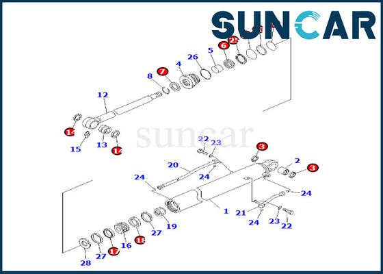 KOMATSU 707-99-26710 7079926710 Eimer-Zylinder-Dichtungs-Ausrüstung Eimer-Rollsiegel-Kit Fors PC60-8 PC70-8