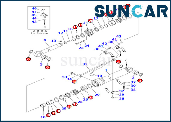 7079976300 Rollsiegel-Kit Komatsu Fors PC600-8 PC600-8R des Arm-707-99-76300 Arm-Zylinder-Dichtungs-Ausrüstung