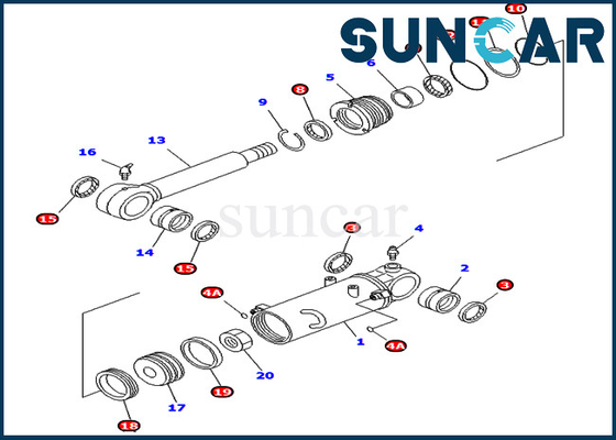 Blatt-Rollsiegel-Ausrüstung 707-98-32900 7079832900 innere Teile KOMATSU für EU-Bagger PC40MRX-1 PC45MRX-1