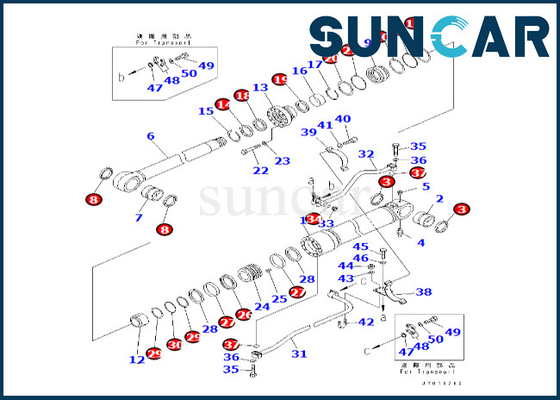 707-99-76131 7079976131 Boom-Zylinder-Reparatur-Set KOMATSU-Boom-Rollsiegel-Kit Fors PC600-8 PC600-8R