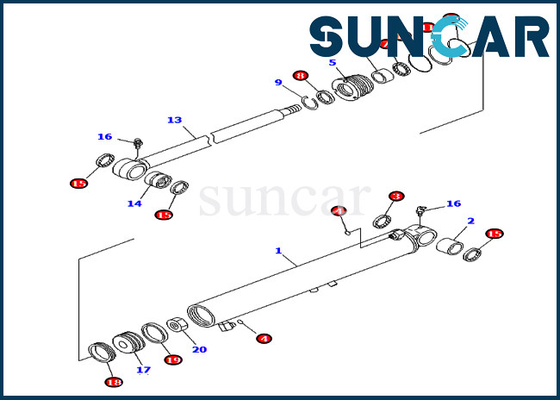 707-98-29510 7079829510 Boom-Swing-Zylinder-Siegel-Kit für Übersee Spezifikation Maschine PC40MR-2 Komatsu