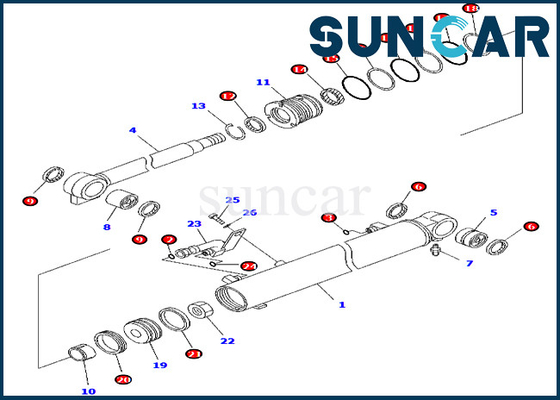 707-98-25750 7079825750 Boom-Rollsiegel Kit Fits Inner Parts Komatsu PC45MR-3 PC55MR-3