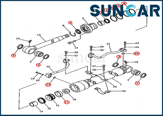 201-63-02040 2016302040 Bagger Service Kits Parts Boom-Rollsiegel-Kit Fors PC60U-5 KOMATSU