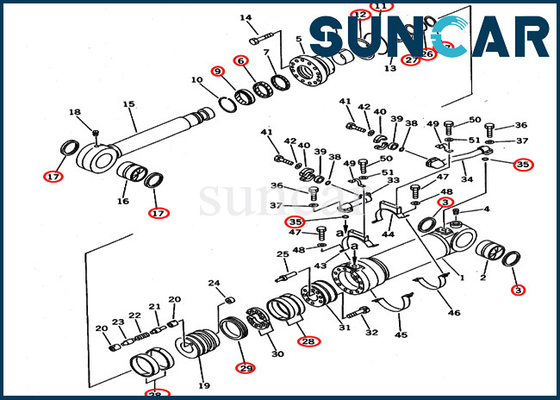 707-99-56300 untere Rollsiegel-Ausrüstung Dump-Bagger-Service Kit Models PC650LC-3 PC650LC-5 KOMATSU