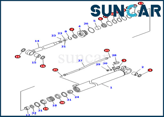Service-Ausrüstungen 707-99-35350 7079935350 Arm-Zylinder, der schwere Ausrüstung Kit For Komatsus PC70-8 versiegelt