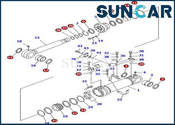 707-99-56200 7079956200 unteres Reparatur-Set Dump-Zylinder-Service-Kit Fits Models PC750-6 KOMATSU